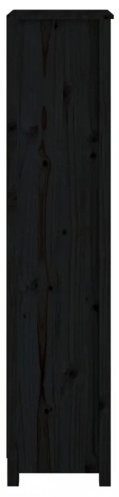 fekete tömör fenyőfa könyvszekrény 50x35x154 cm