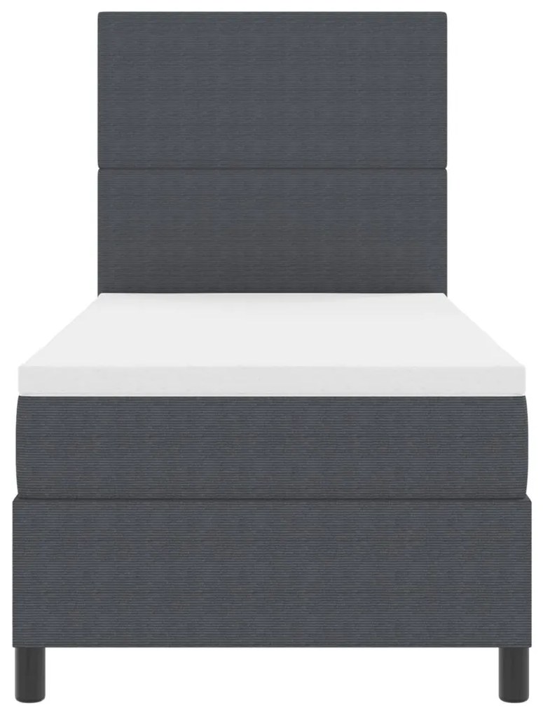 Boxspring ágy matraccal sötétszürke 80x200 cm kordbársony szövet