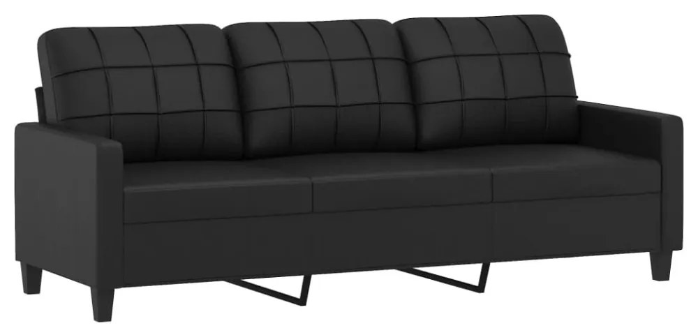 vidaXL 3 személyes fekete műbőr kanapé 180 cm