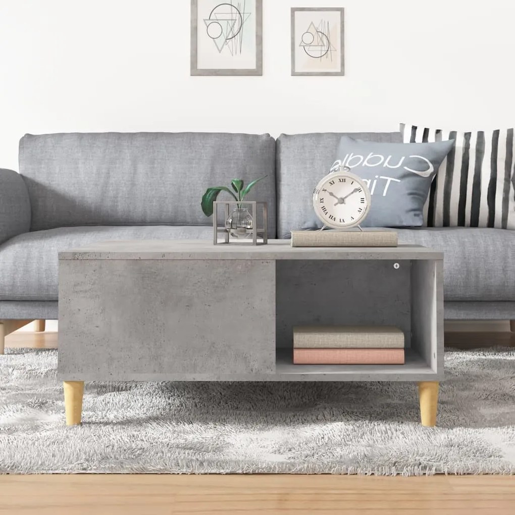 Betonszürke szerelt fa dohányzóasztal 80x80x36,5 cm