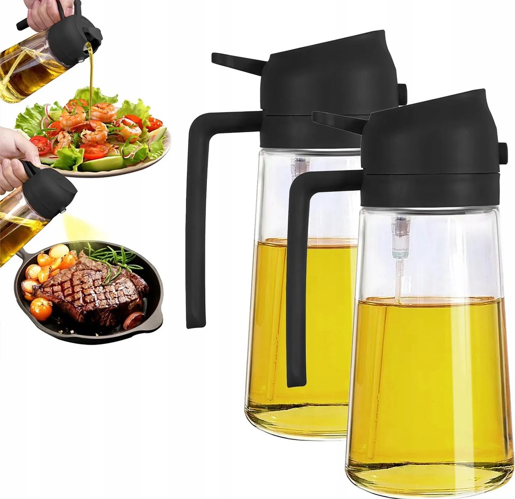 2DB Szórófej Ecet Olaj Adagoló 2IN1 Üveg Gödör Főzés Grillezés