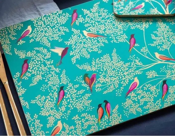 Madár zöld arany színes alátét nagy asztal tányér 30cm