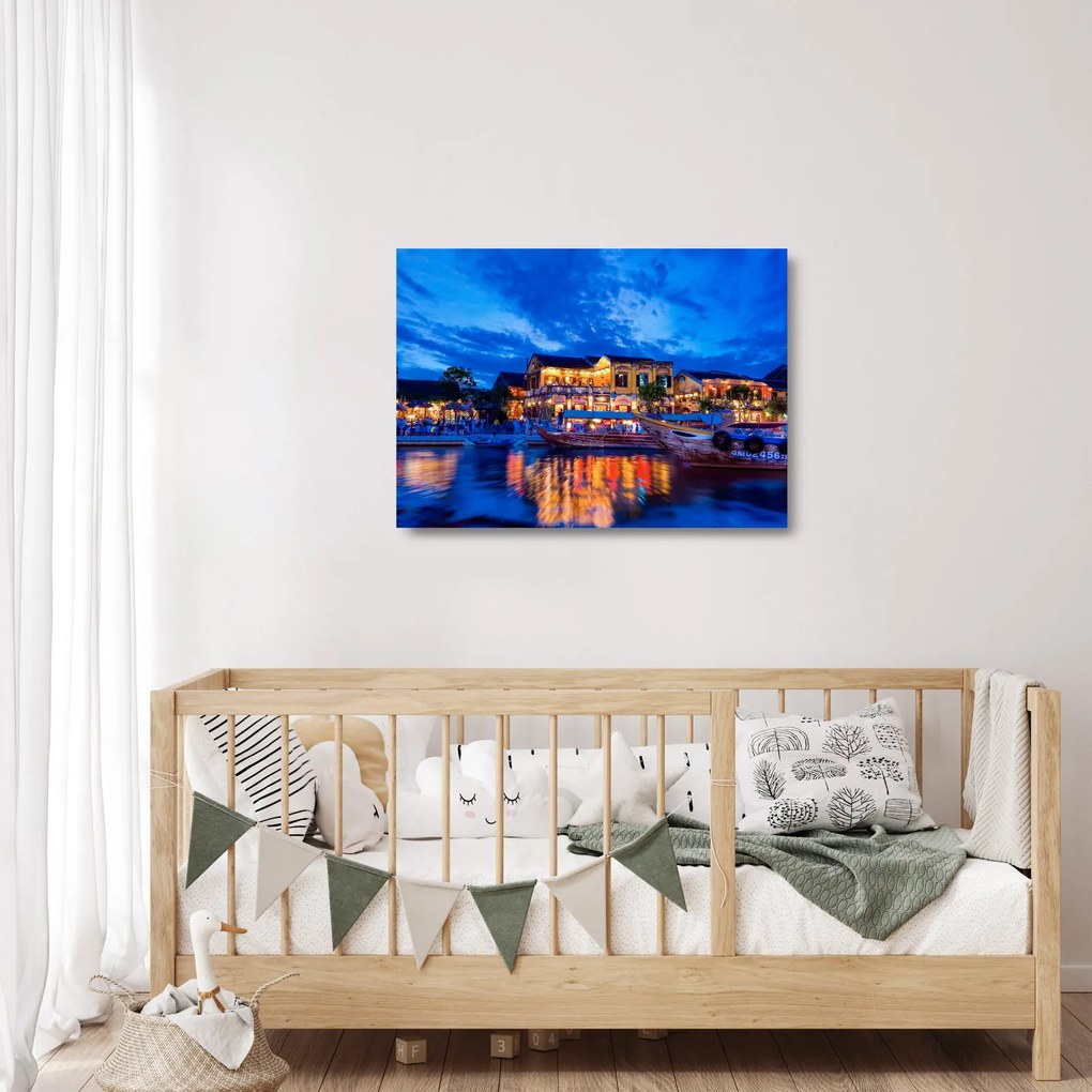 Egy kép Hoi An éjszakai városáról, Vietnam (üvegen) (70x50 cm)