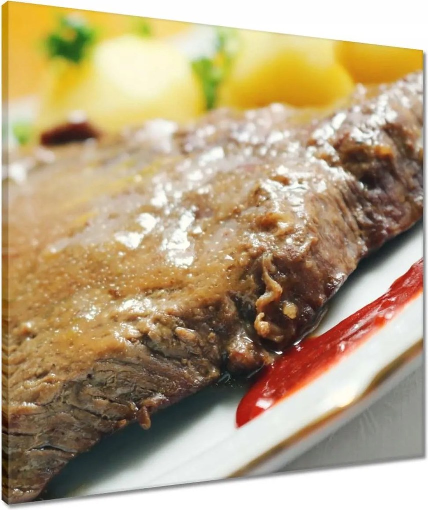 Vászonkép 60x60 Steak zöldségekkel