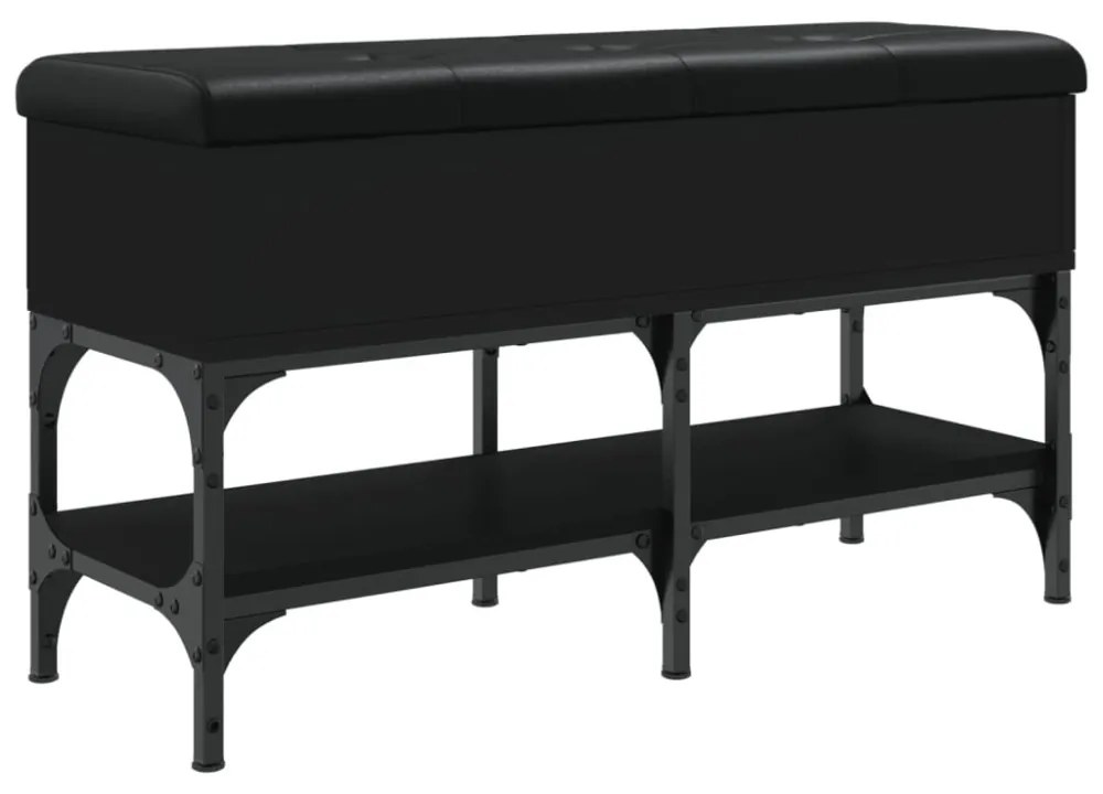 fekete szerelt fa cipőtároló pad 82 x 32 x 45 cm