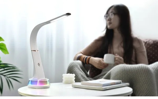 Immax 08974L - CORELLA LED RGB asztali lámpa, 7W, 12 cm, fehér, dimmelhető