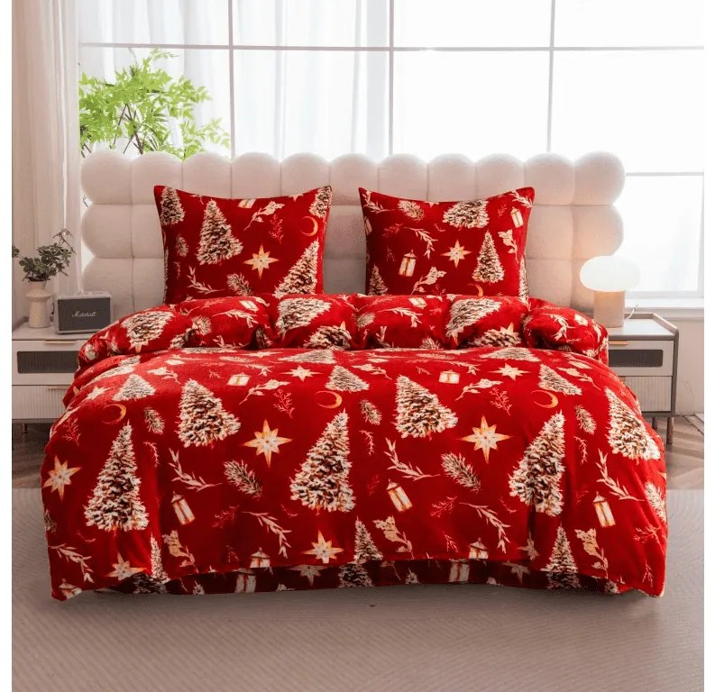 Mikroplüss ágyneműhuzat GOLD CHRISTMAS piros Ágyneműhuzat mérete: 2 db 70 x 90 cm | 200 x 220 cm
