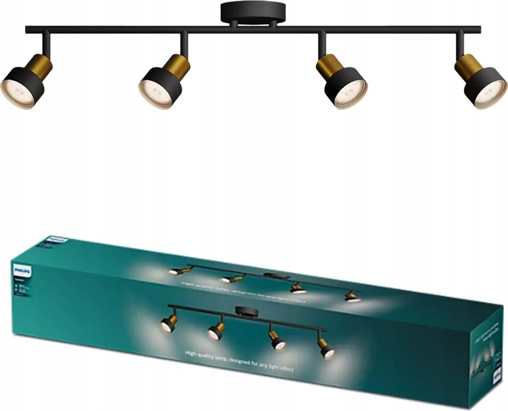 Mennyezeti lámpa Reflektor 4x GU10 fekete-réz Conduit Philips