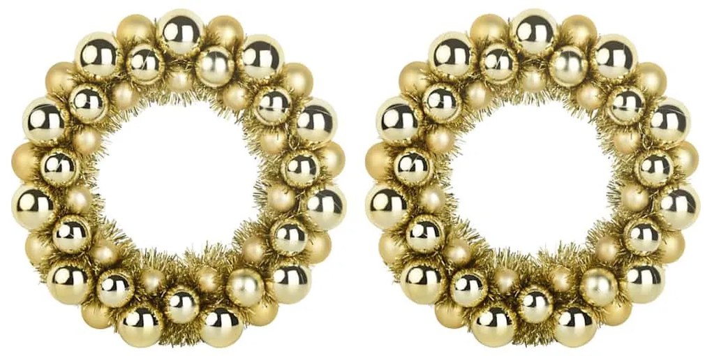 Karácsonyi labda koszorúk 2 pcs Arany 33 x 33 x 7 cm