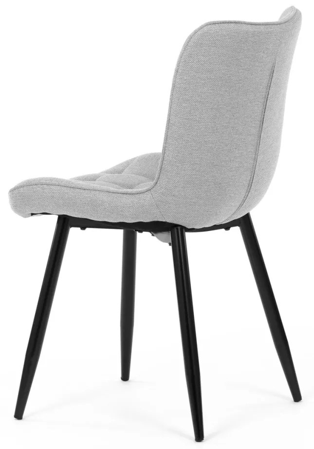 Scaun de sufragerie, material argintiu, picioare metalice negre
