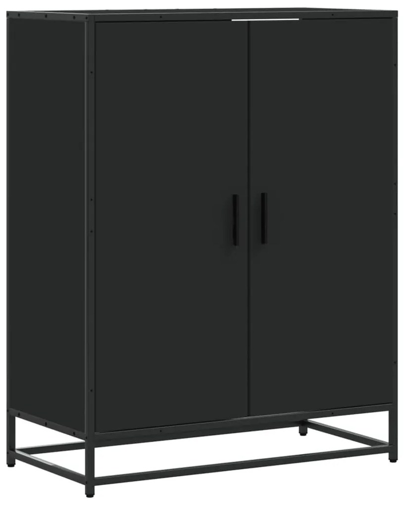 vidaXL fekete szerelt fa és fém cipőszekrény 75 x 38 x 97,5 cm