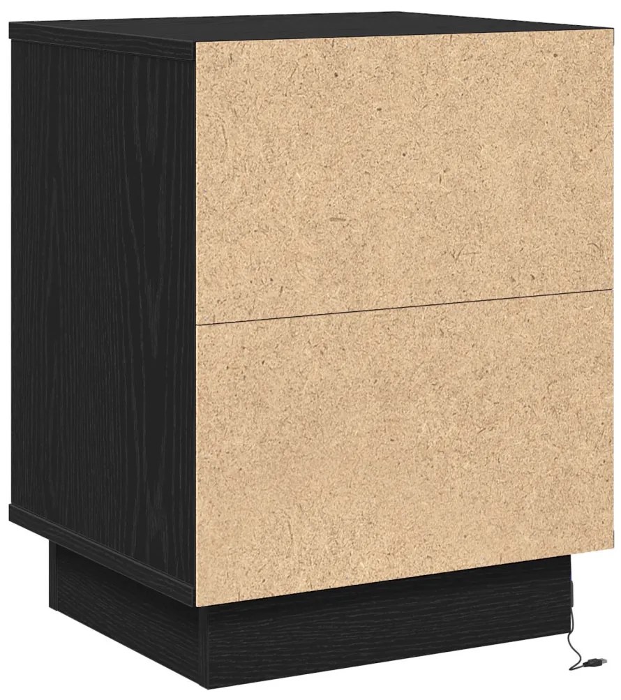 Éjjeli szekrények LED világítással 2 db Fekete 39x34,5x50 cm