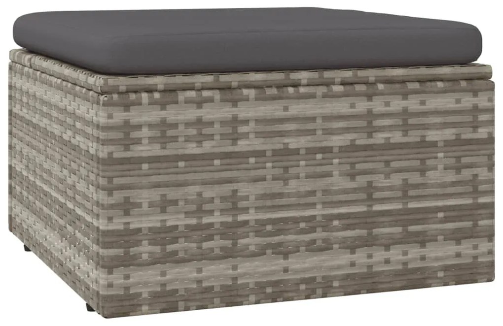 Szürke polyrattan kerti lábtartó párnával 55 x 55 x 30 cm