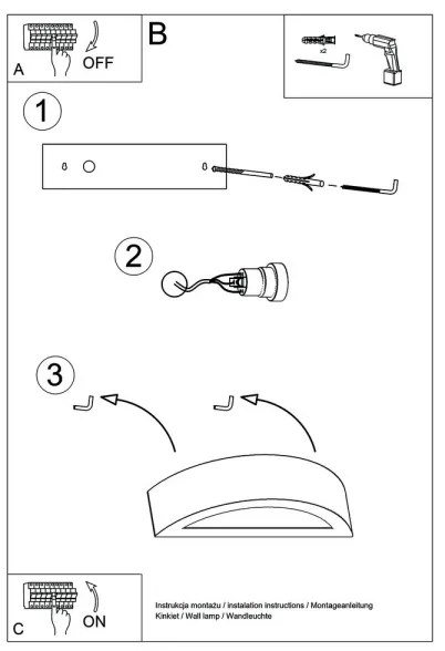 Sollux SL.0001 - Fali lámpa ATENA 1xE27/60W/230V 40,5 cm fehér
