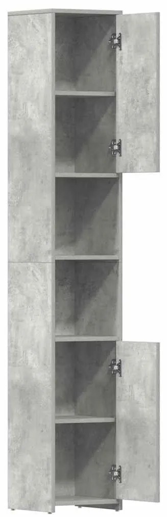 Betonszürke szerelt fa fürdőszobaszekrény 30 x 30 x 183,5 cm