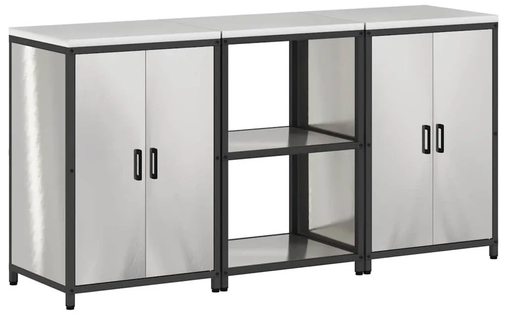 Konyhai Tároló Készlet polcokkal 3 pcs Ezüst 180 x 50 x 92 cm