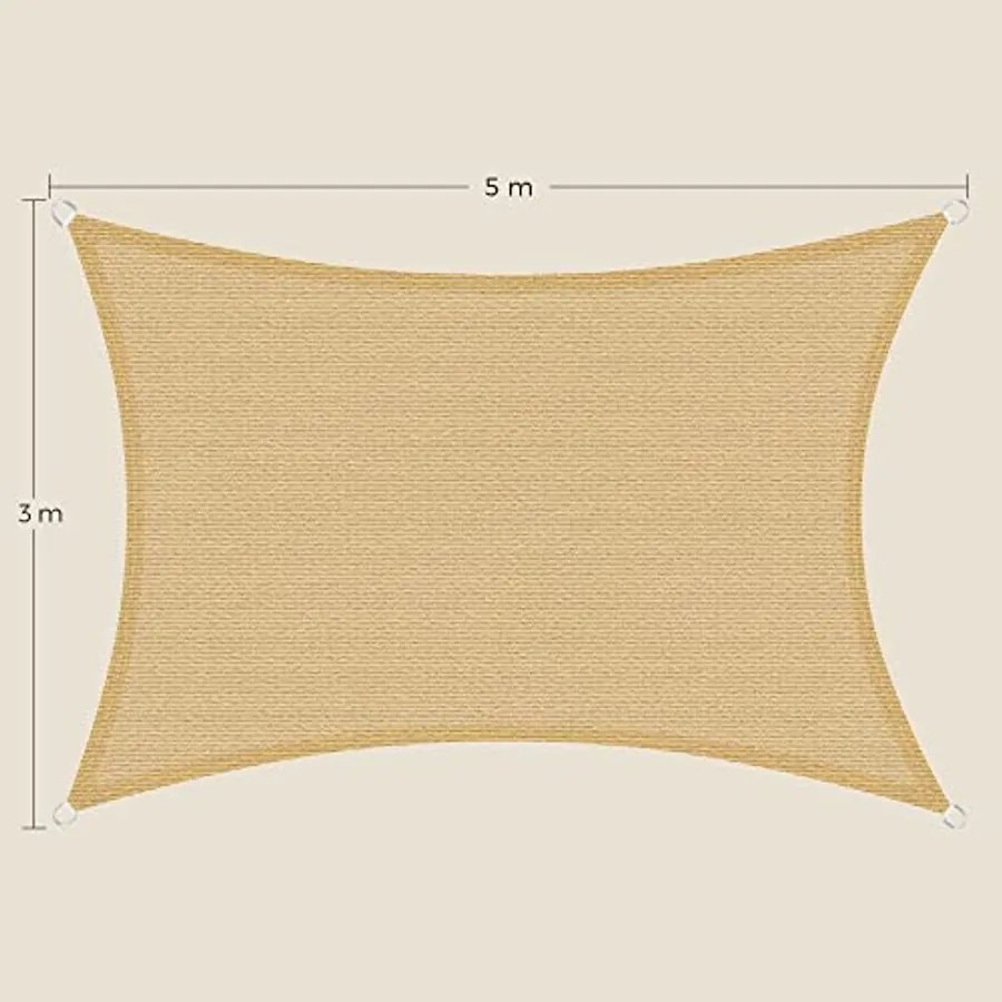 SONGMICS Napvitorla 3x5 m, homok sárga