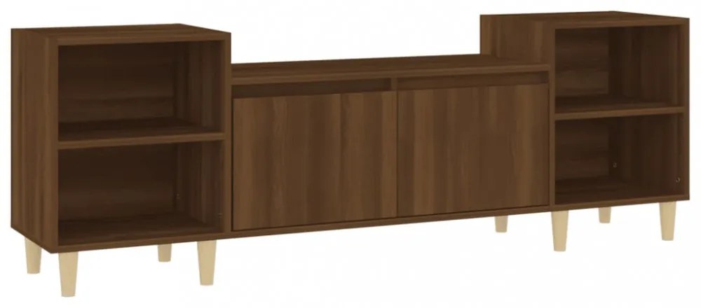 barna tölgyszínű szerelt fa TV-szekrény 160x35x55 cm
