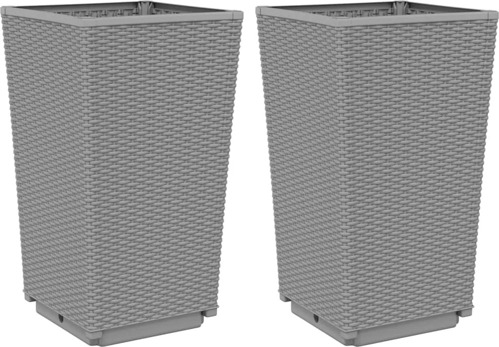 vidaXL 2 db világosszürke polipropilén kerti virágláda 32,5x32,5x57 cm