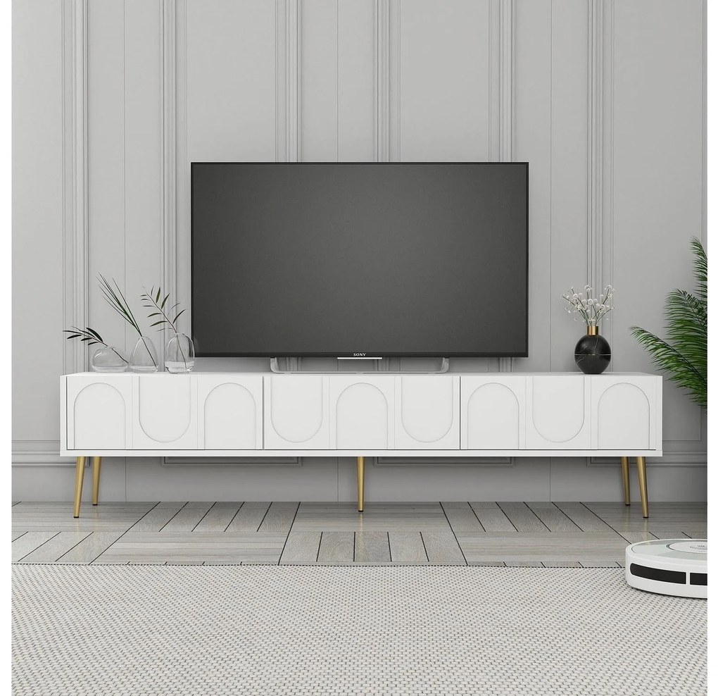 TV asztal/szekrény Bipemu 3 (fehér + arany). Akció -23%. 1095682