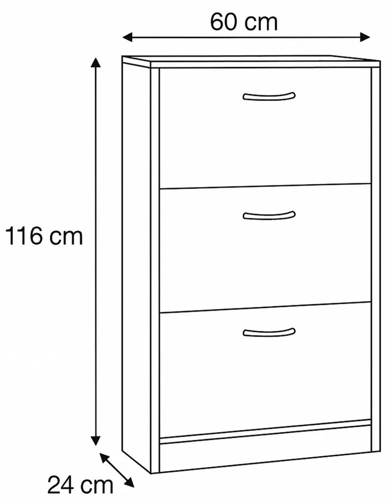Cipősszekrény rekeszekkel G1016 ELM, jilmfa, 3 emelet