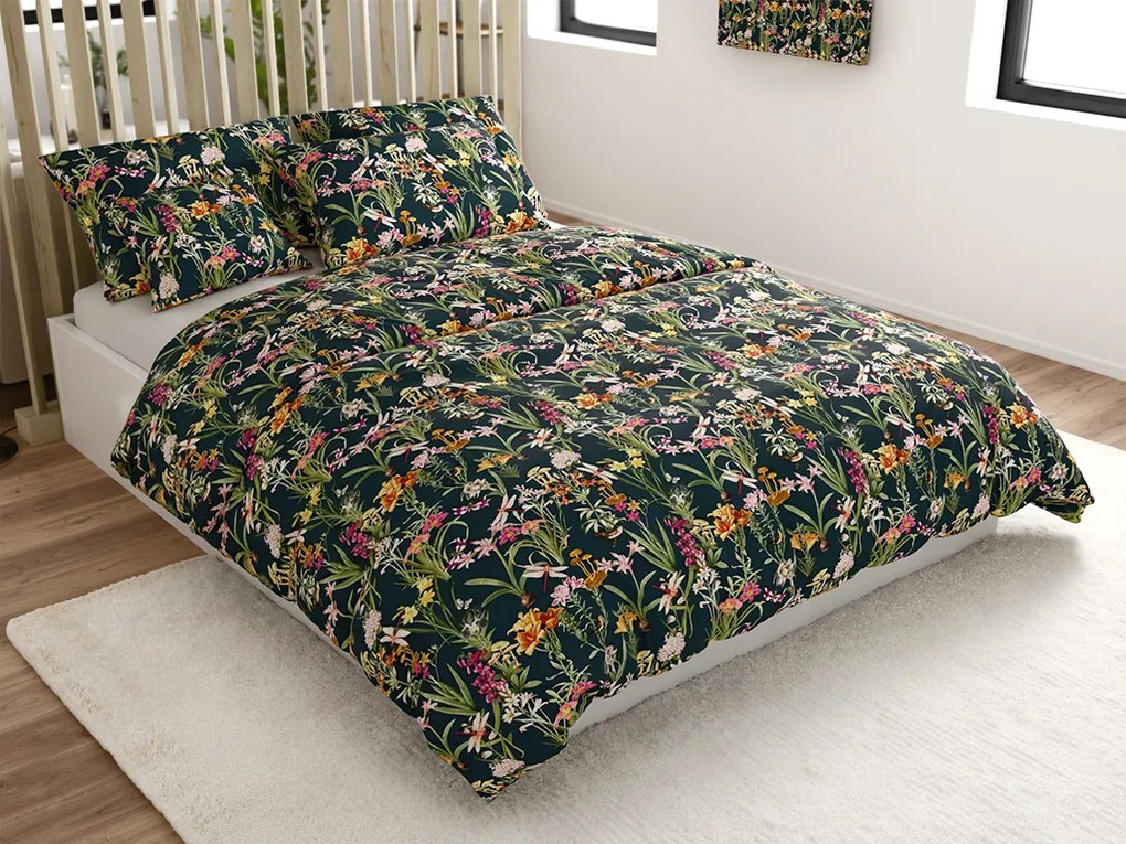 Pamut ágynemű MYSTIC GARDEN sötétzöld Ágyneműhuzat mérete: 70 x 90 cm | 140 x 220 cm