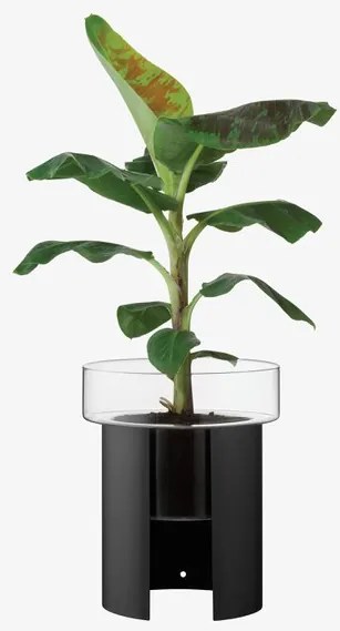 LSA International Terrazza virágcserép, h 45 cm, Ø37 cm, átlátszó/fekete - LSA nemzetközi