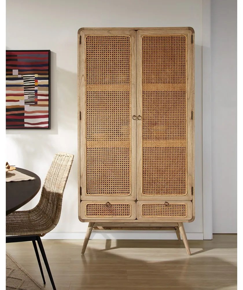 Natúr színű mindifa ruhásszekrény 90x175 cm Nalu – Kave Home