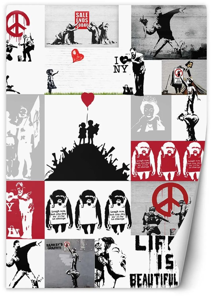 Gario Fotótapéta Banksy mualkotás Anyag: Vlies, Méret: 150 x 210 cm