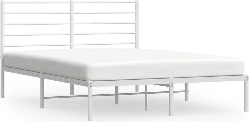 vidaXL fehér fém ágykeret fejtámlával 135 x 190 cm