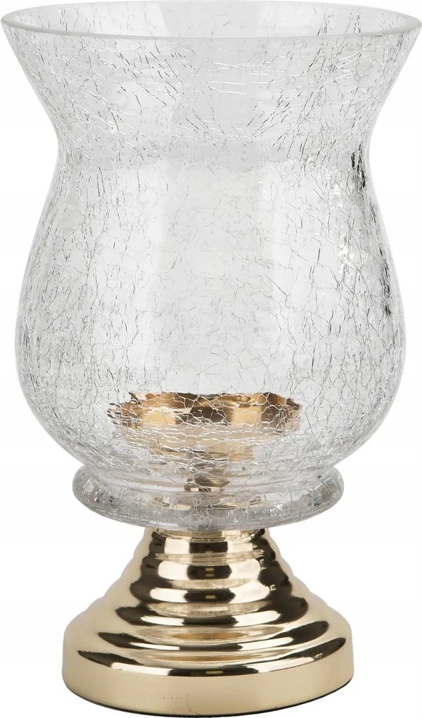 Üveg gyertyatartó 13x13x20 cm arany átlátszó