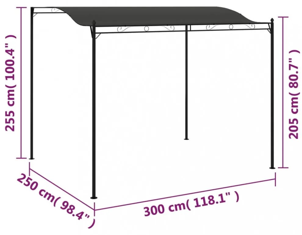 antracitszürke napellenző 3 x 2,4 m