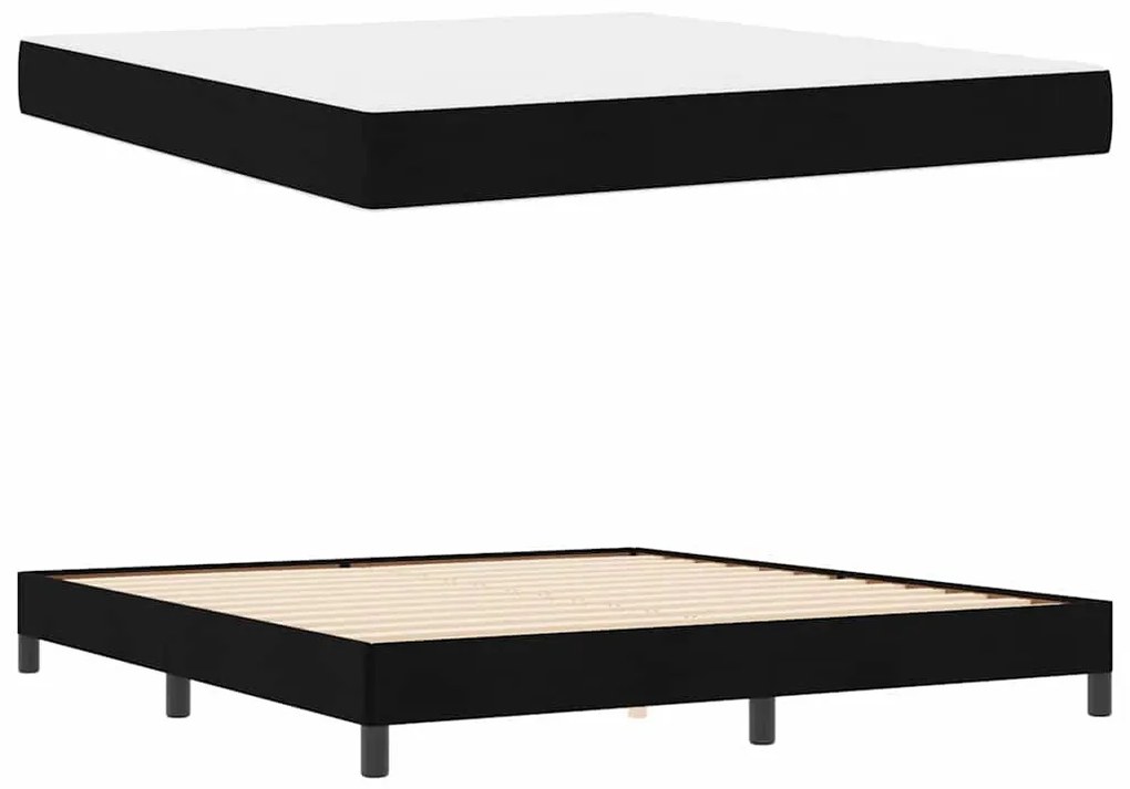 Boxrugós ágy matracmal Fekete 180 x 200 cm szövet