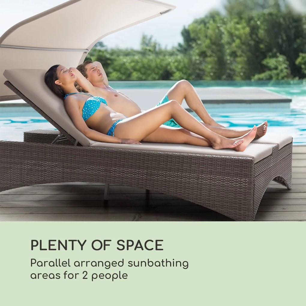 Eremitage Double Lounger, kétszemélyes napozóágy, alumínium / rattan, sötétszürke