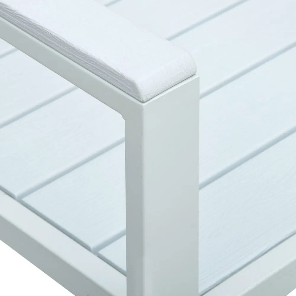 fehér fautánzatú HDPE kerti pad 120 cm