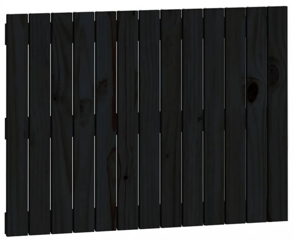 fekete tömör fenyőfa fali fejtámla 82,5 x 3 x 60 cm