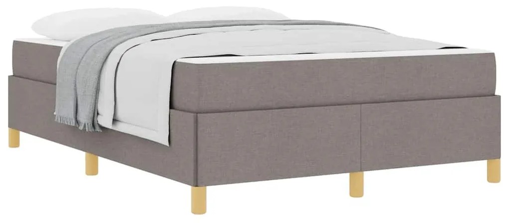 Boxrugós ágy matracmal Taupe és fehér 160 x 200 cm szövet