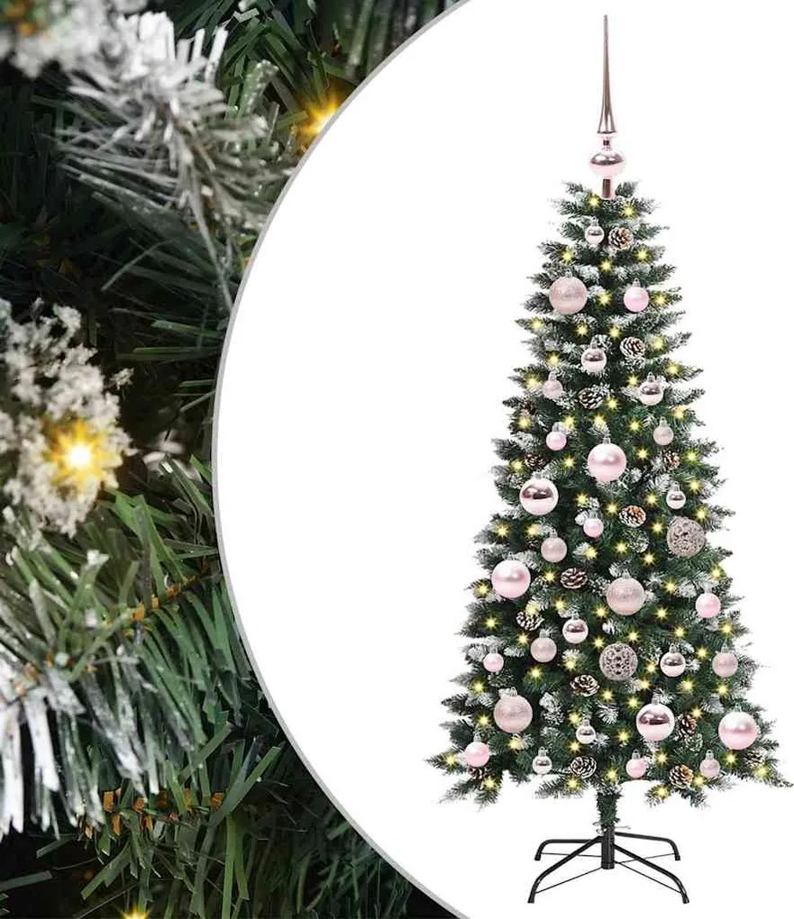 vidaXL Mű karácsonyfa 150 LED-del Zöld 120 cm PVC és Műanyag és Acél