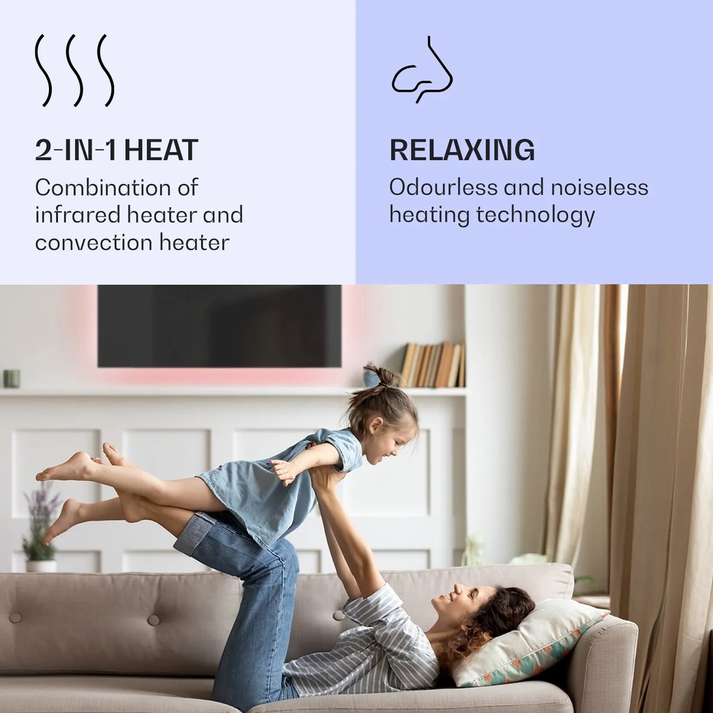 Klarstein Mojave 1000 smart, infravörös hősugárzó 2 az 1-ben, konvektor, 120 x 60 cm, 1000 W, RGB világítás