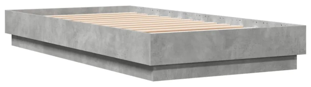 betonszürke ágykeret LED-világítással 75x190 cm