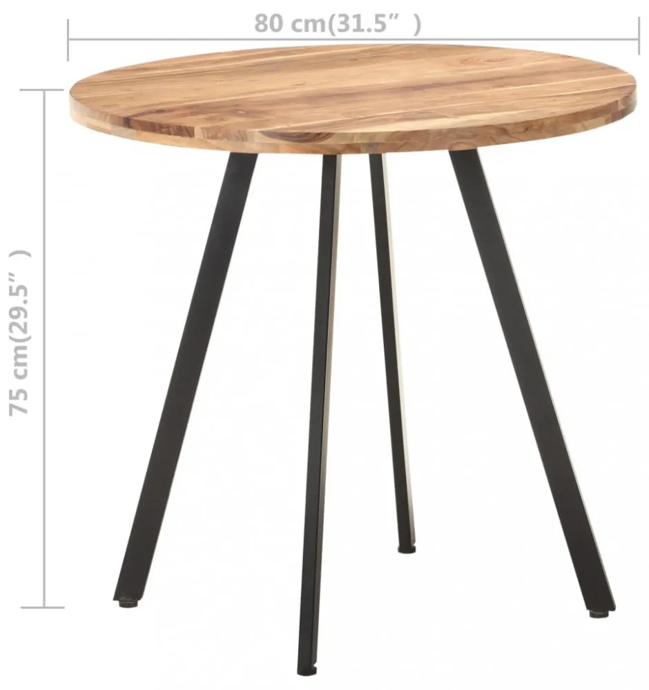 tömör akácfa étkezőasztal 80 cm