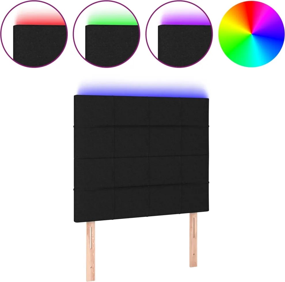 vidaXL fekete szövet LED-es fejtámla 100x5x118/128 cm