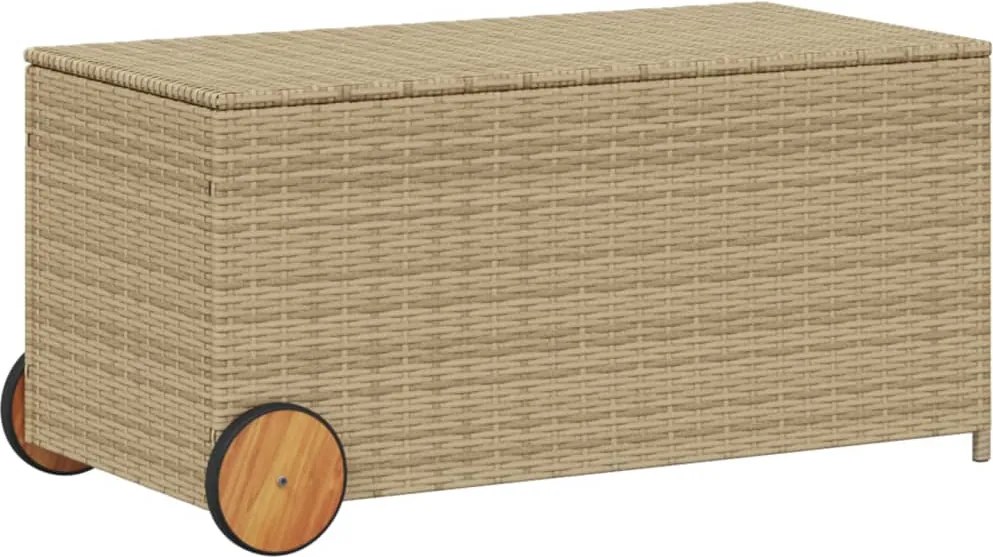 vidaXL vegyes bézs polyrattan kerti tárolóláda kerekekkel 190 L