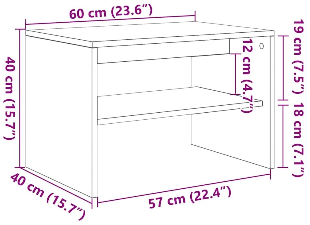 betonszürke szerelt fa TV-szekrény 60x40x40 cm