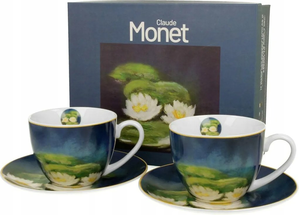 2 db-os 270 ml-es csésze szett Nenufary Monet motívummal porcelán ajándék