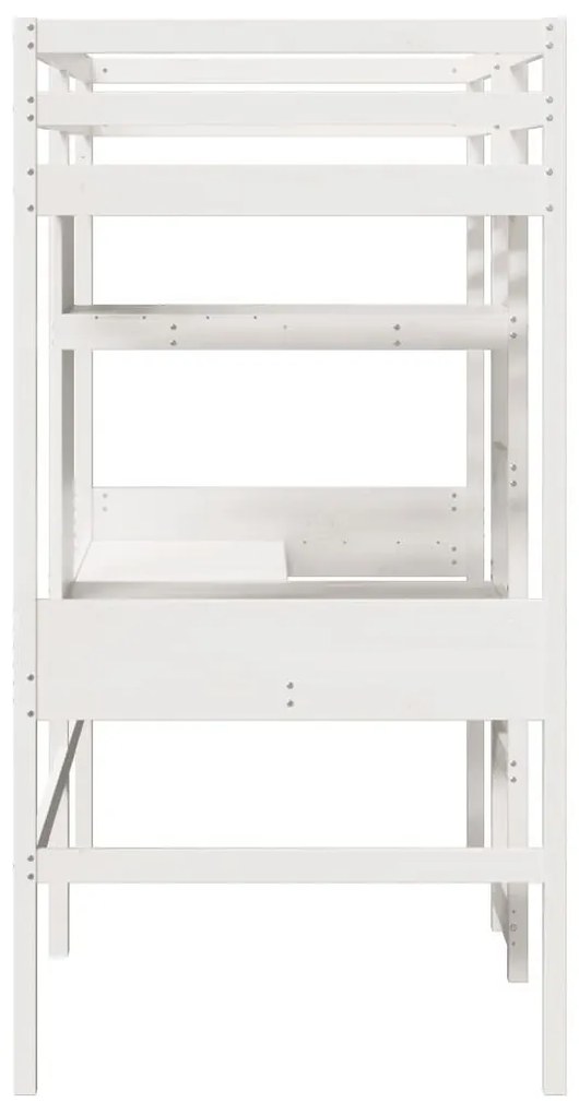 fehér tömör fenyő galériaágy-keret matrac nélkül 90 x 190 cm