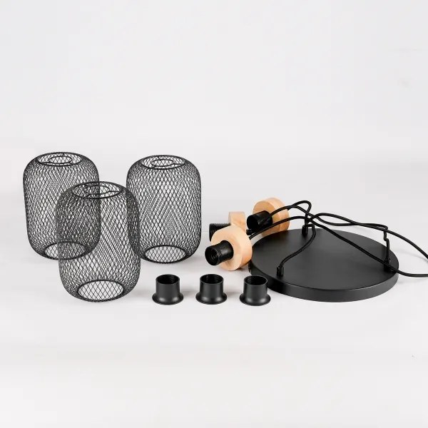 Brilagi - BASKLITE kábeles függeszték 3xE27/15W/230V fa/fekete