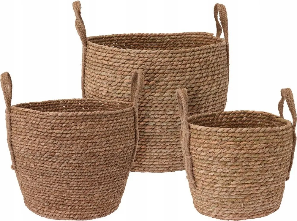 Bézs fonott kosár fogantyúkkal Boho Szett