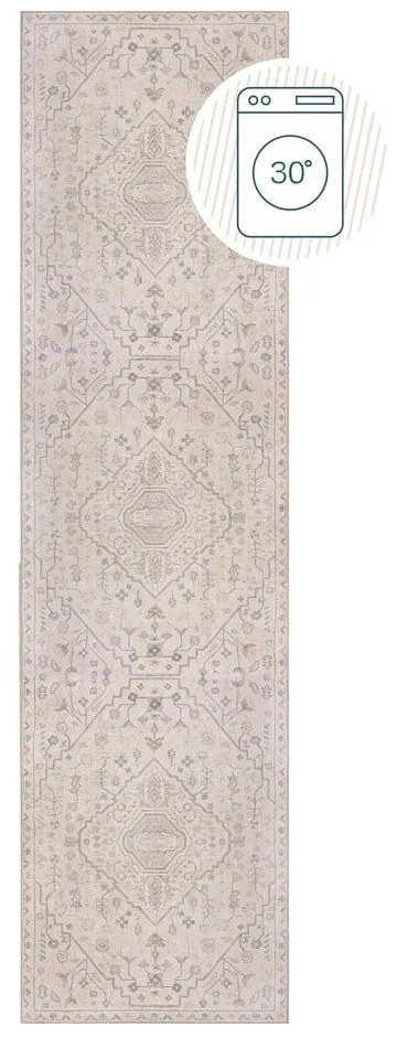 Krémszínű mosható futószőnyeg 60x230 cm Teo Traditional – Flair Rugs