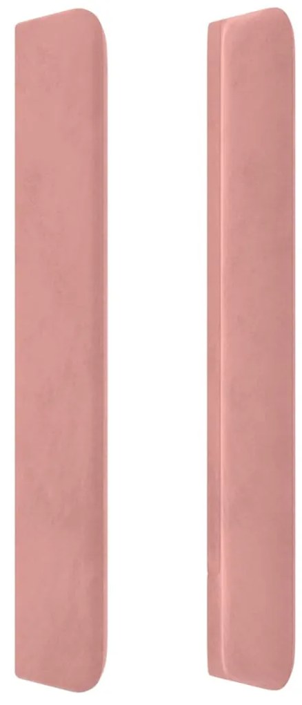 rózsaszín bársony LED-es fejtámla 203x16x118/128 cm